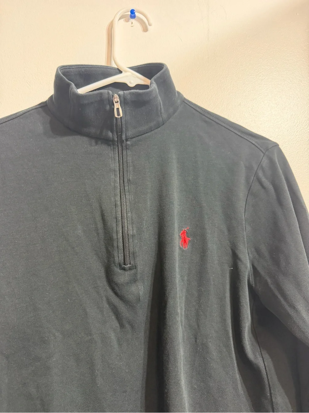 Polo by Ralph Lauren Black Pima Cotton Quarter-Zip Pullover - Size S Vintage 90s